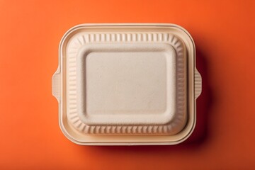 Close-up of a blank food packaging container
