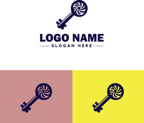 Wind-Up Key icon Clock key Spring key Winding key flat logo sign symbol editable vector