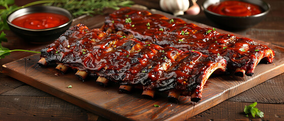 Barbecue baby back ribs with smoky barbecue sauce