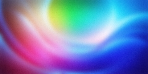 Abstract gradient background with a vibrant and colorful blend of hues, including greens, blues, purples, pinks, yellows. The gradient features smooth fluid transitions that create a lively atmosphere