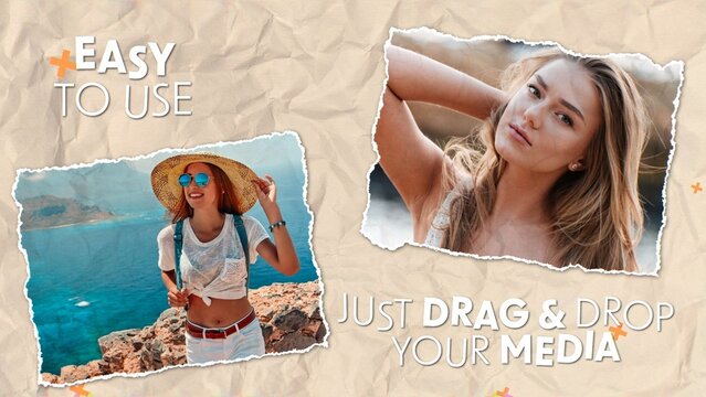 Fashion Paper Rip Bohemian Trendy Design Intro Opener