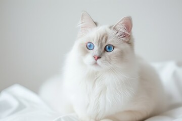 Obraz premium Serene Feline: White Cat on White Background