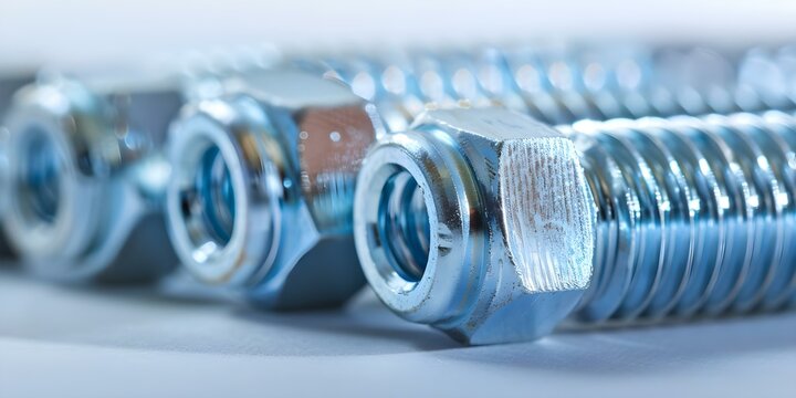 Metal fasteners: Bolts, nuts, screws, and washers in zinc and chrome plating. Concept Metal Fasteners, Bolts, Nuts, Screws, Washers, Zinc Plating, Chrome Plating