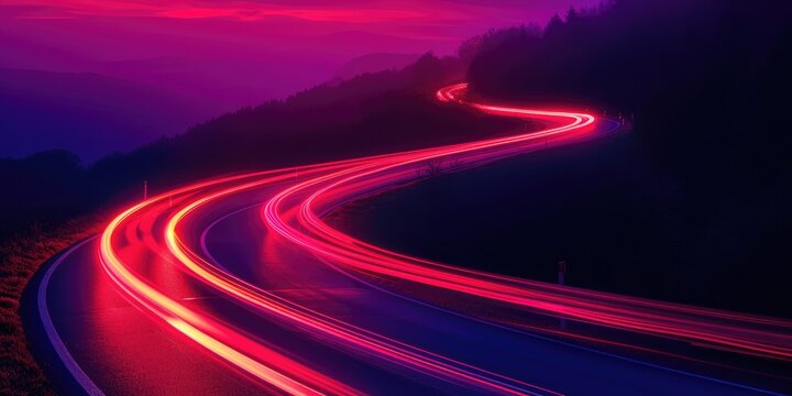 Vibrant Red Illuminated Roadway Abstract