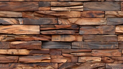 Obraz premium a wooden wall background with the texture of natural wood planks, evoking retro and vintage charm, suitable for interior design or wallpaper purposes. SEAMLESS PATTERN