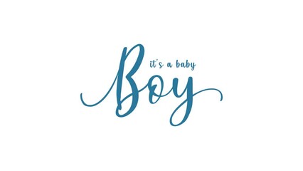 Text Of "It's a boy" baby celebration title. gender reveal. video greeting card. gift card. alpha channel, 4k