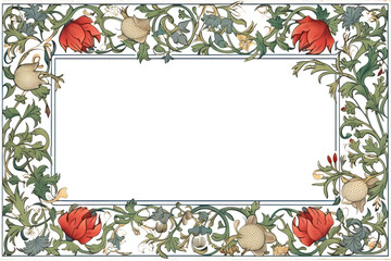 PNG William morris inspired ornament frame backgrounds graphics pattern. 