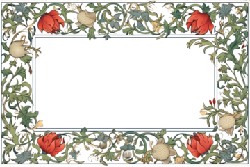 PNG William morris inspired ornament frame backgrounds graphics pattern. 