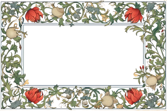 PNG William morris inspired ornament frame backgrounds graphics pattern. 