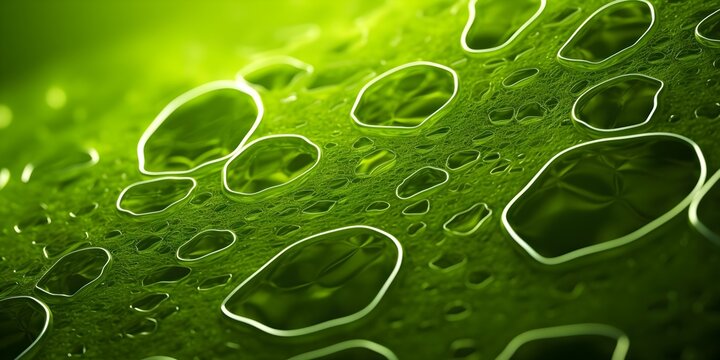 Visual representation of green algae cells. Concept Microscopic Vision, Algae Cells, Biological Structures, Cellular Organelles, Science Illustrations