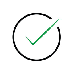 Check box icon with checkmark icons green tick box sign , check list circle frame with yes icon . approved, accept, correct, verified, confirm icon with white background.