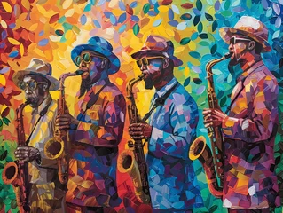 Fototapete Harlem Renaissance: A vibrant scene capturing the spirit of the Harlem Renaissance with jazz, literature, and art © Anna