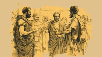 Fototapeta premium Power and Growth: Acts 2 Biblical Illustration Highlighting Pentecost, Peter's Sermon on Beige Background with Copyspace
