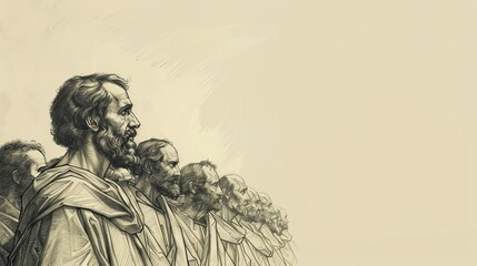 Hebrews 1 Biblical Illustration: Supremacy of Jesus, Divinity, Eternal Reign, Beige Background, Copyspace