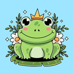 Cartoon green frog