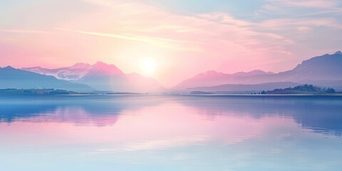 Tranquil sunrise over a still lake.