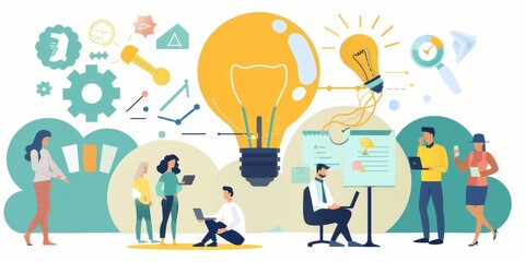 Fototapeta premium A group of people working together on a project. Brainstorming and teamwork.