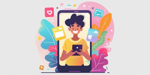 A man is using a smartphone to connect with friends and family.
