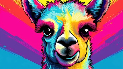 Naklejka premium colorful animal lama portrait illustration