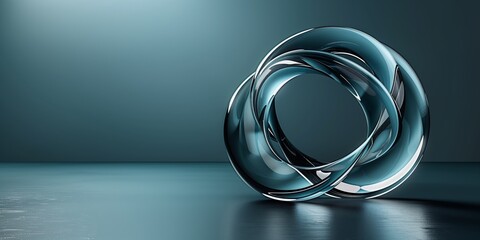3D render abstract glass object overlapping circles modern design