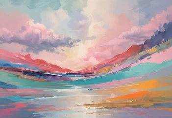 Poster Japandi stijl minimal modern wall art design with pastel colors ready to print on canvas, japandi, rustic   © MINIMAL ART