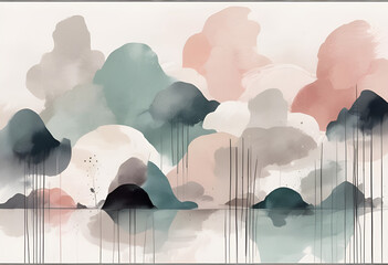 minimal modern wall art design with pastel colors ready to print on canvas, japandi, rustic 