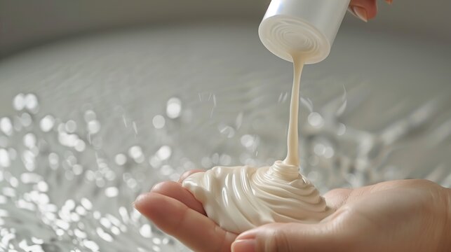 beauty skincare tube white cream being squished hand