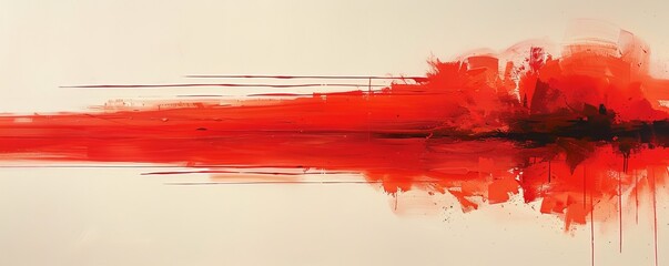 Red Ink Splatter on Grunge Background with Lines