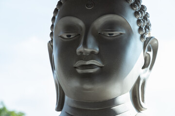 Face of Buddha statue at Gangaramaya Temple, Sri Lanka
