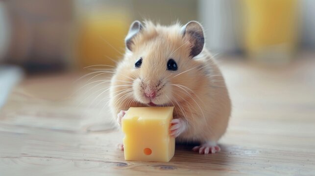 Cute hamster eating cheese - Powered by Adobe