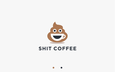 coffee poop logo design vector silhouette illustration