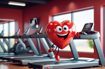 Cartoon heart on a treadmill