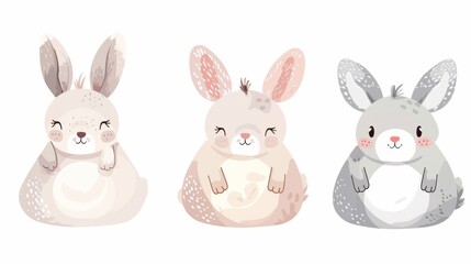 Rabbit. Flat vector illustration of cute animal. Baby nursery art.