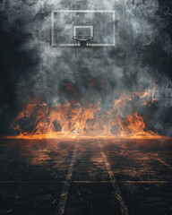 basketball fire and smoke digital photography backdrops overlay 2