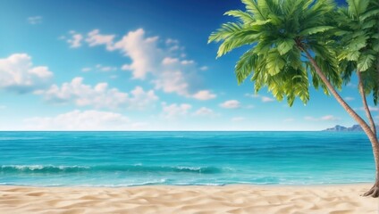 Fototapeta premium Blur beautiful shiny sparkling tropical blue sea beach , the fresh summer background .