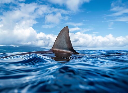 a shark fin in the water