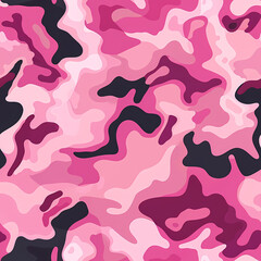 Pink Camouflage Pattern in Shades of Green - Irregular Shapes Design