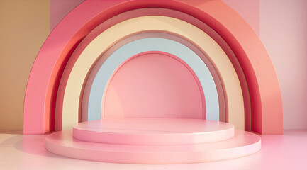 Naklejka premium background with arch and an empty podium 