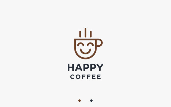 smile coffee logo design vector silhouette illustration