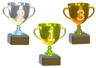 トロフィーの3ⅾイラスト　俯瞰