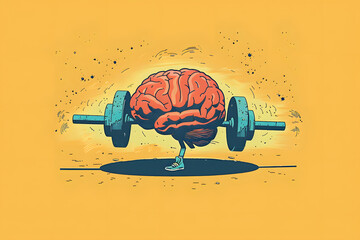 Strengthen Your Mind: Brain Weightlifting Concepts, Train Your Brain, Train Your Life: Benefits of Mental Fitness, Strong Brain Illustration, Brain Power Workout, Brain Exercise Art