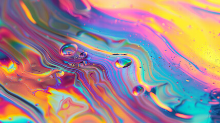 A colorful swirl of liquid with a rainbow effect. The colors are vibrant and the pattern is flowing