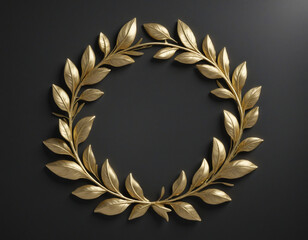 Elegant Black Background Adorned with a Majestic Golden Laurel Chaplet