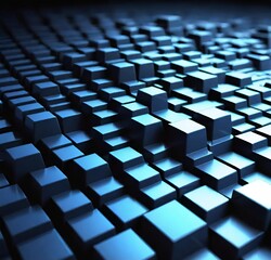 Fototapeta premium abstract blue background, technology, computer, business, square, box, design, block, pattern, laptop, concept, geometric, illustration