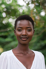 portrait of a young black African woman with short hair 