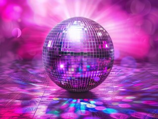 Disco ball. Mirrored sphere reflecting light. Dance club. Party. Celebration.