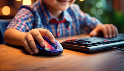 Hand on mouse using pc