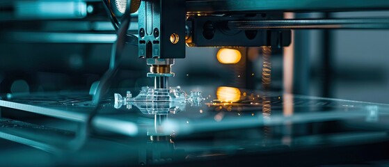 an image of a 3D printer creating a complex mechanical part