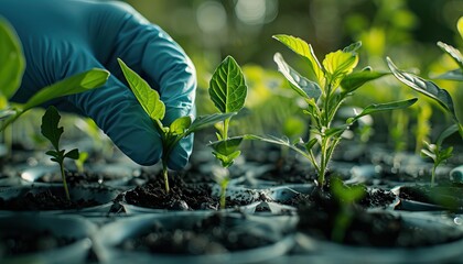 scientists developing climate resilient crops in a lab