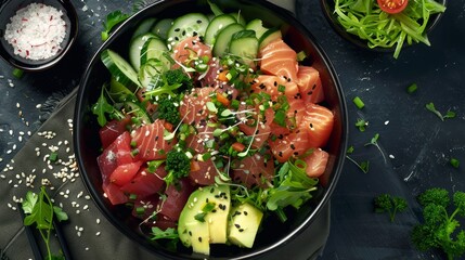 Tuna Salad Bowl, A Healthy Food Rich in Fiber and Vitamins, Generative AI.